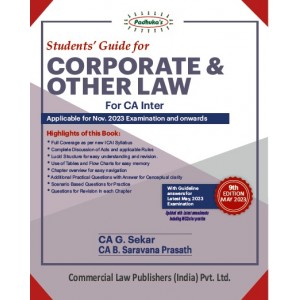 Padhuka's Corporate & Other Laws for CA Inter November 2023 Exam [New Syllabus] by CA. G. Sekar & CA. B. Saravana Prasath | Commercial Law Publisher